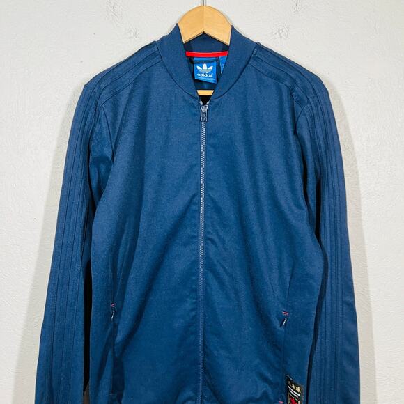 Adidas Originals Full Zip Jacket Long Sleeve Blue Athletic Track - L - Picture 3 of 7